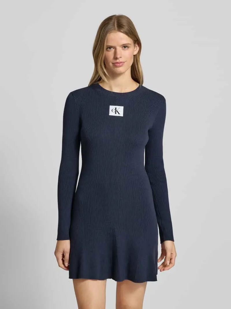 Calvin Klein Mini-jurk met labelpatch, model 'FIT AND FLARE' Marineblauw