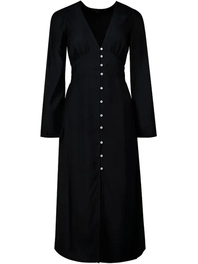 Billabong Cool Night Lange Jurk Met Lange Mouwen Zwart M Vrouw Black Pebble