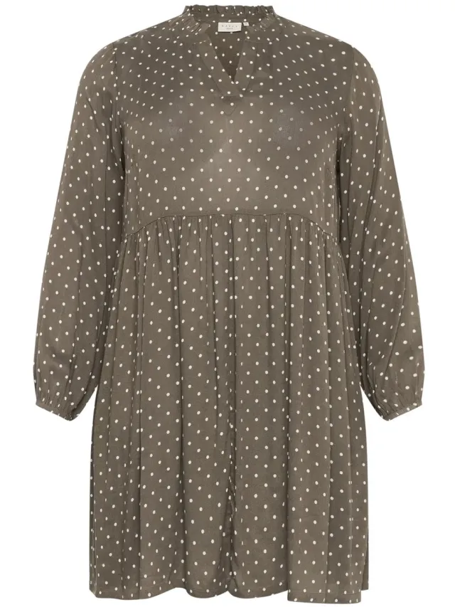 Kaffe Curve Damesjurk KAFFE Curve KCBetty major brown/chalk dot