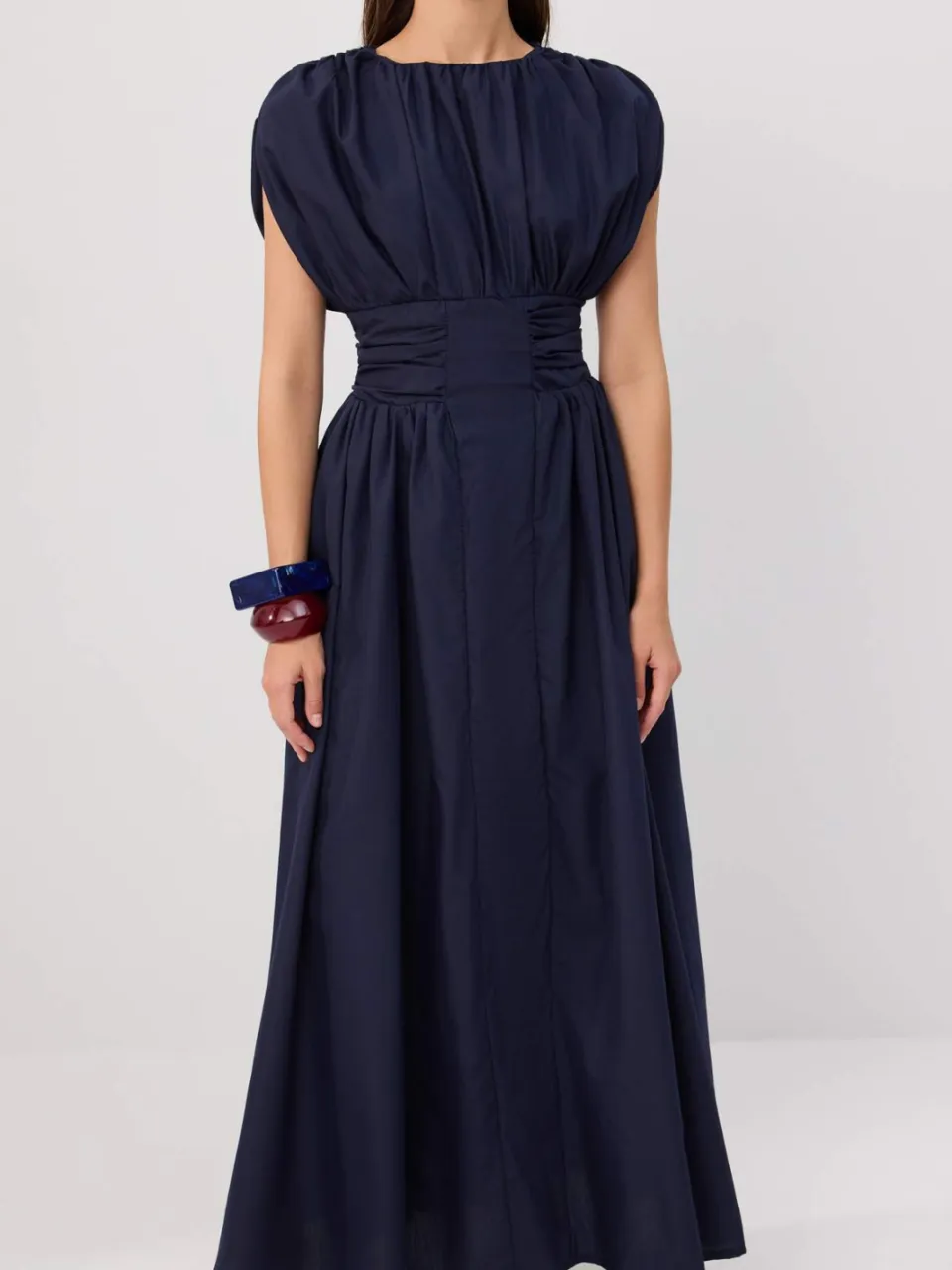 Trendyol TRENDYOLMİLLA Dames Donkerblauw Effen Maxi Kort Skater Jurken marineblauw/blauw, foto 2