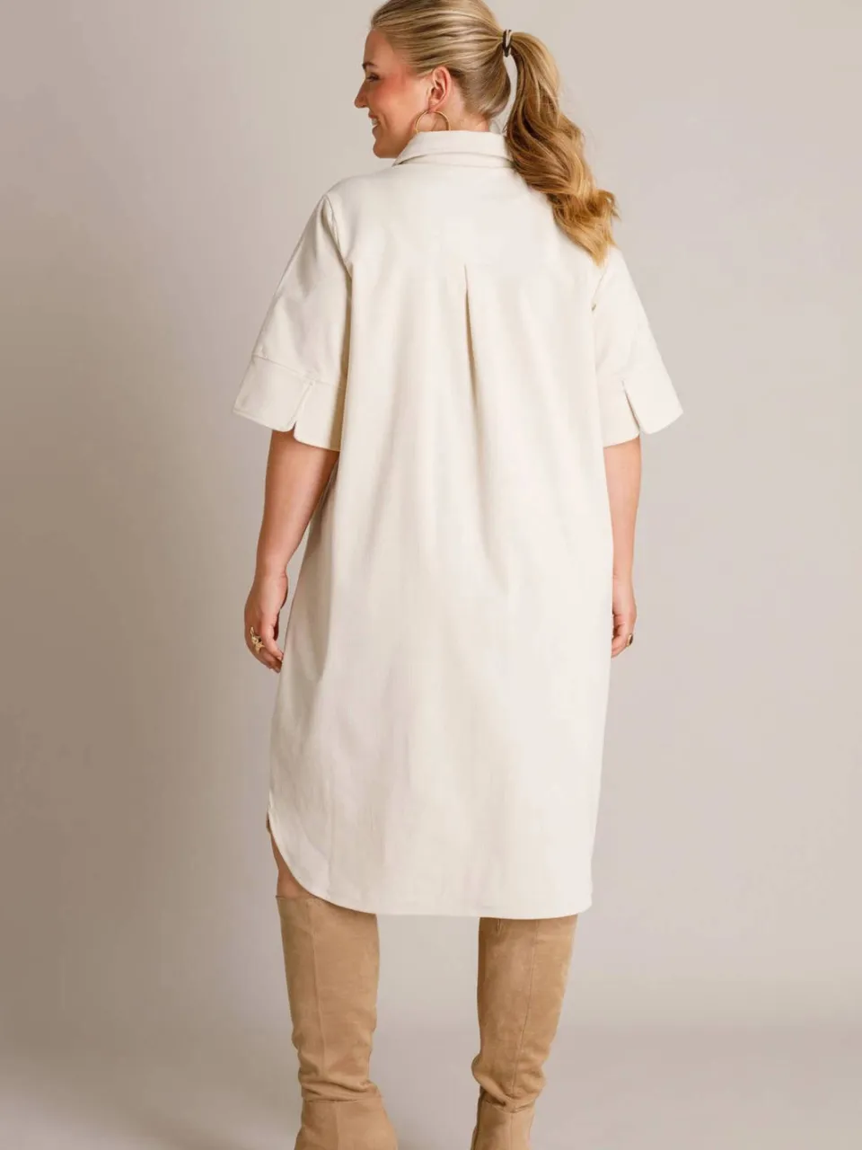 Yest Curve corduroy blousejurk Plus Size - beige, foto 3
