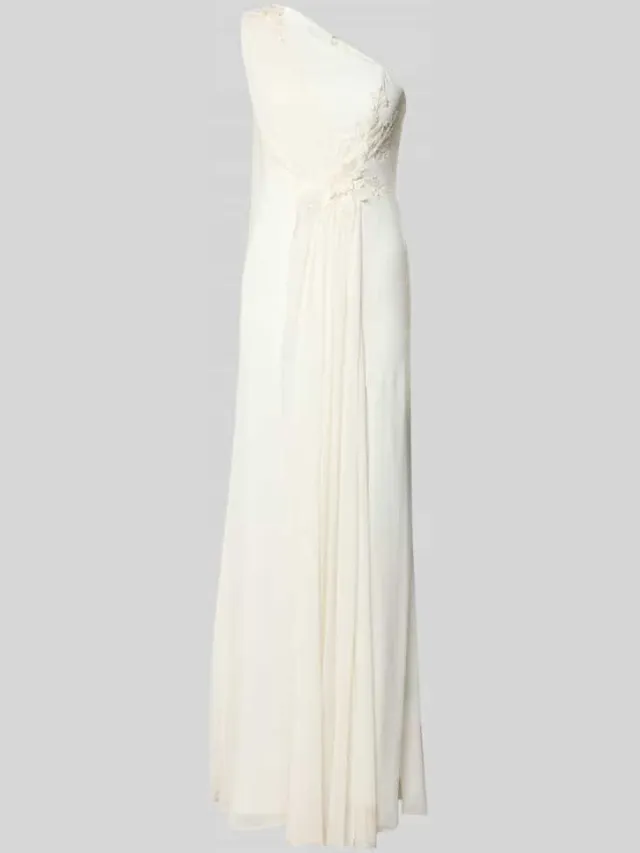 Unique maxi-jurk in one-shoulder look offwhite, foto 2
