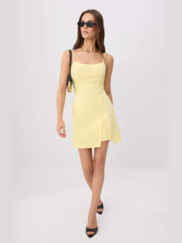 Trendyol TRENDYOLMİLLA Dames Geel Effen Kort / Mini Mouwloos Bodycon Jurken