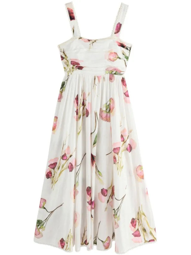 Next Dames - Zomerse midi-jurk - Wit White Floral