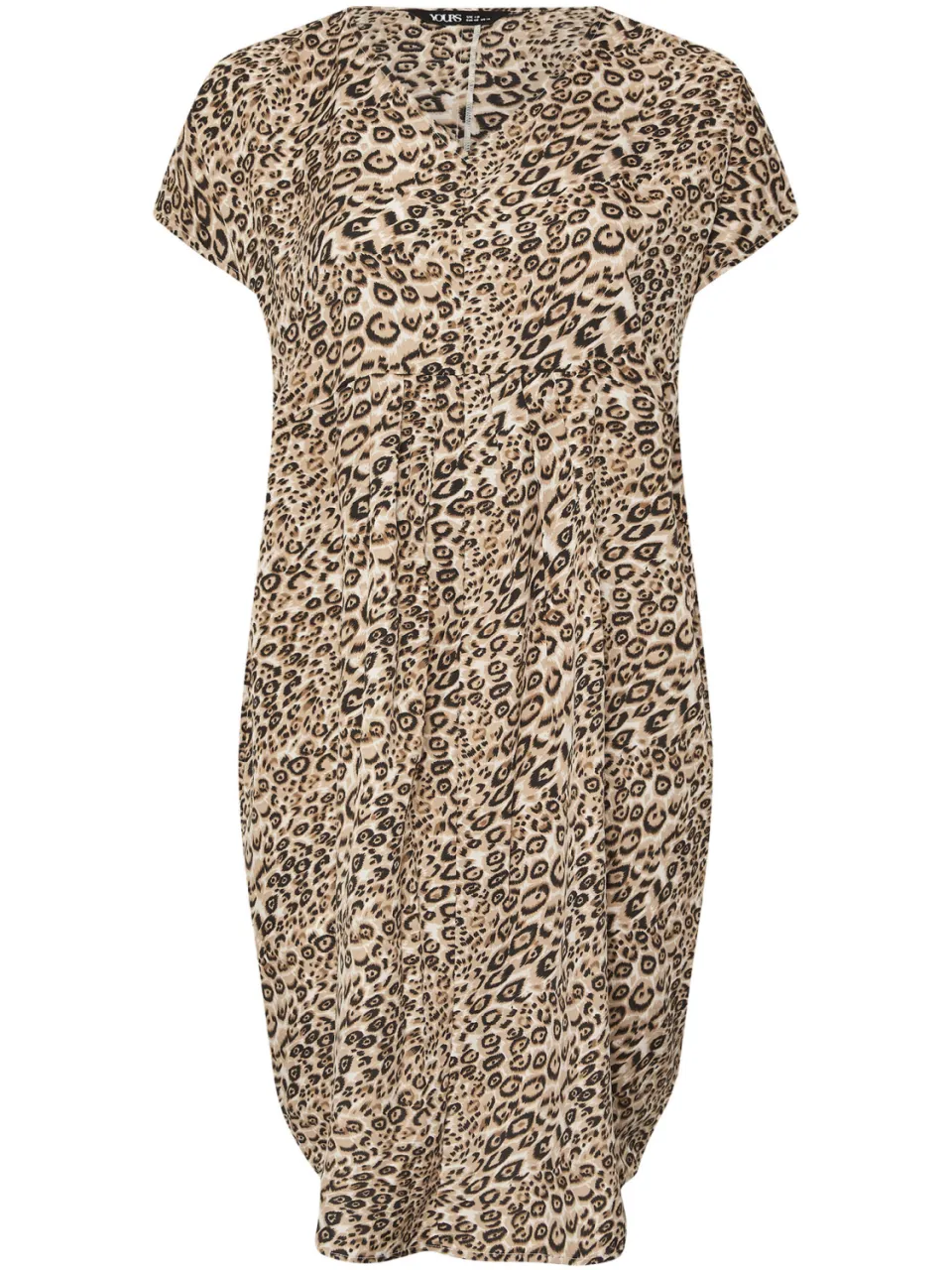 Yours Midi Jurk Met Luipaardprint En Plooidetail In Beige, foto 3