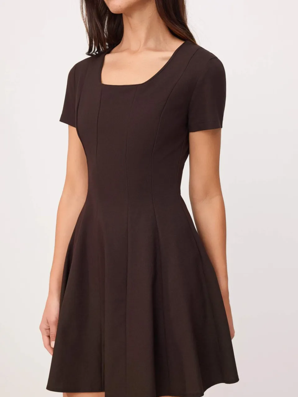 Trendyol TRENDYOLMİLLA Dames Bruin Effen Kort / Mini Kort Skater Jurken, foto 2
