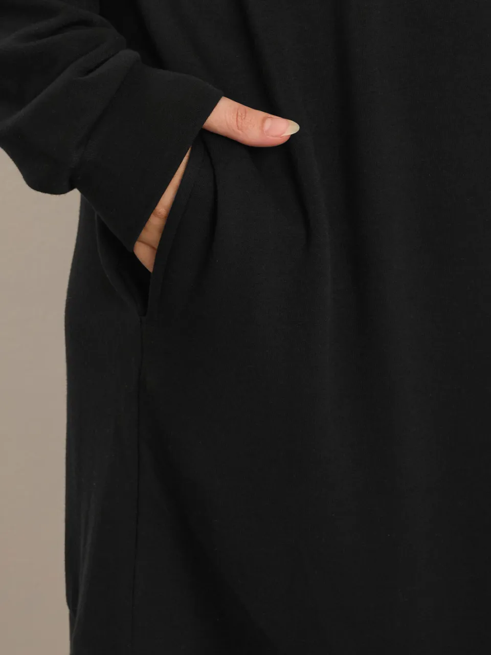 Yours Zwarte Sweatshirtjurk Met Zakken-56, foto 5