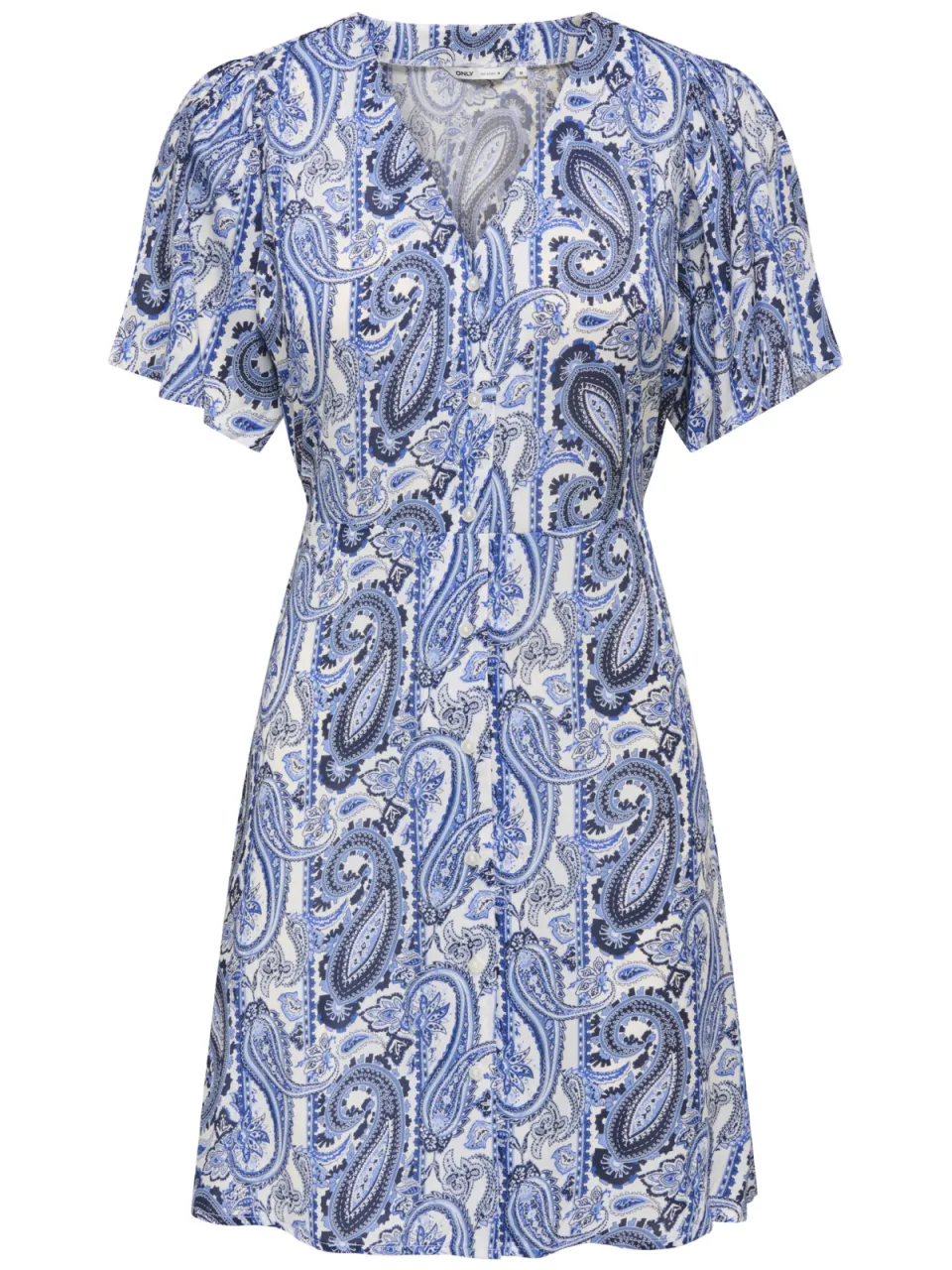 Only viscose korte jurk met ceintuur en print - blauw, foto 2