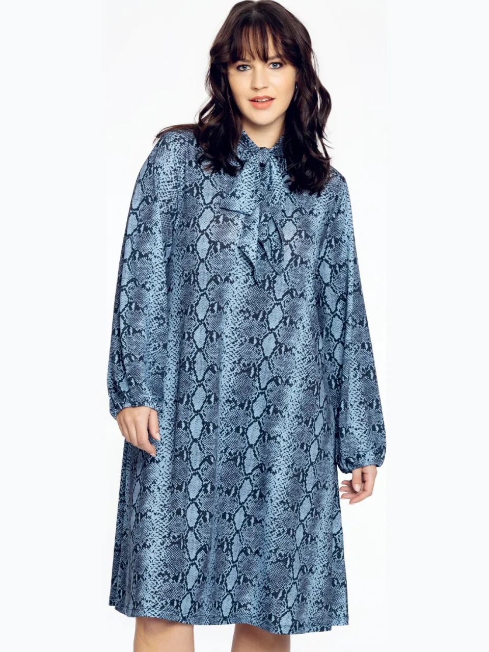 Yoek Jurk A-lijn met strik | Blauw