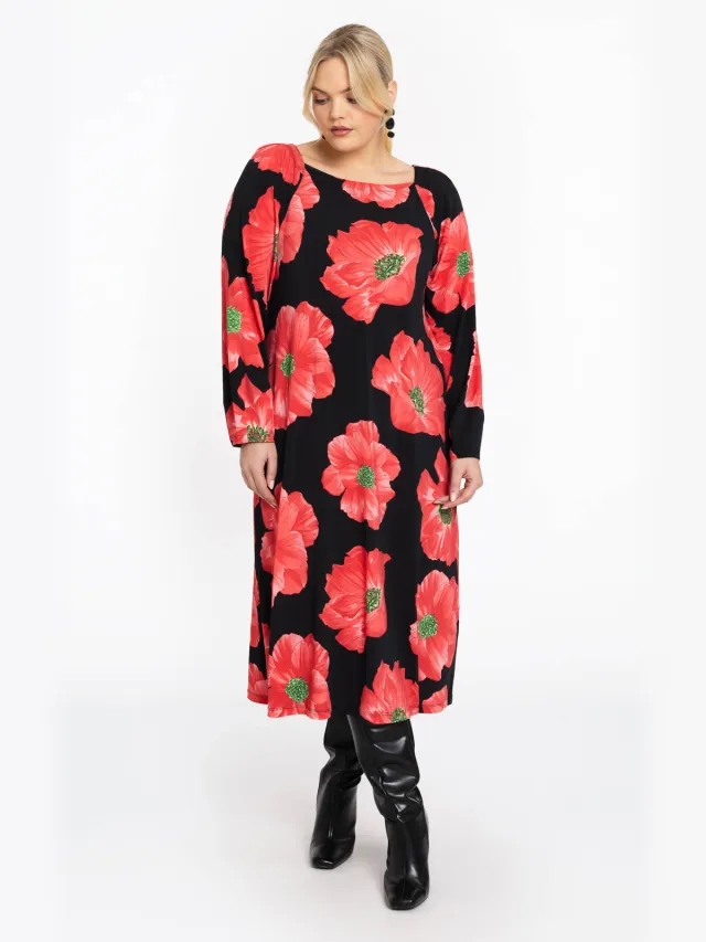 Yoek PETALS jurk zwart Rood