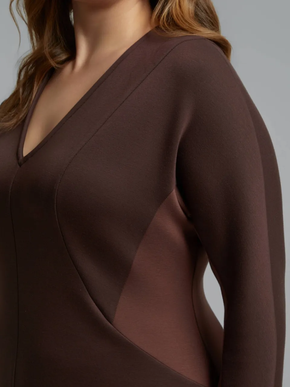Mat Fashion Plus Size midi A-lijn jurk - donkerbruin, foto 4