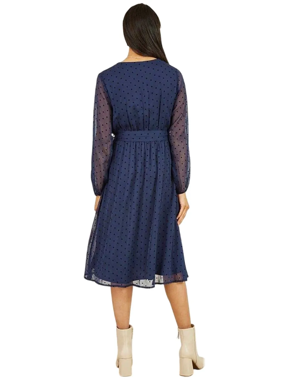 Mela London Dobby-jurk met stippen voor dames (Marine) Marineblauw
