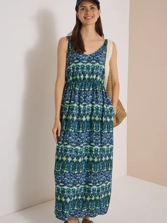cecil Maxijurk met V-hals en print Blauw