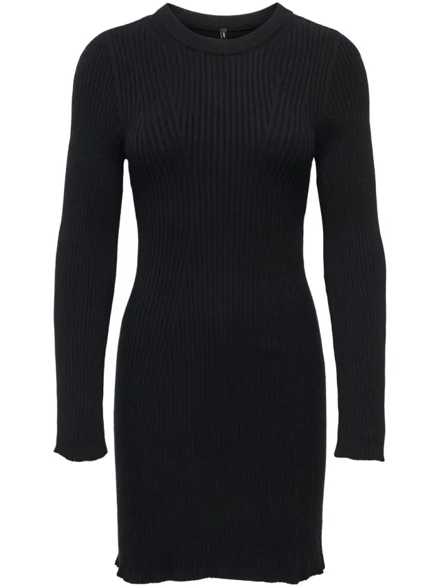 Only ONLMONICA LS RIB DRESS AT KNT - Dames - Mini jurken Black