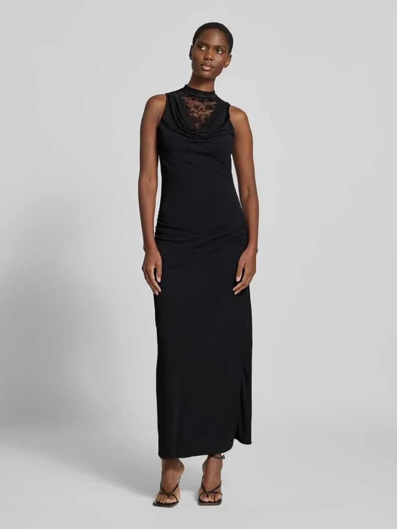 Vero Moda Licht getailleerde maxi-jurk met kant model 'CILJA' Zwart