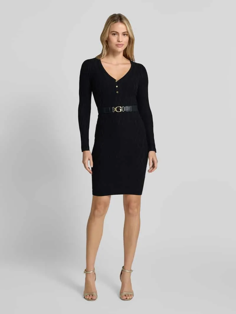 Guess Gebreide jurk met riem model 'YUKI' zwart, foto 3