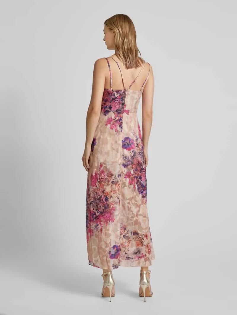 ADLYSH Avondjurk in wikkellook met bloemenmotief zand, foto 3
