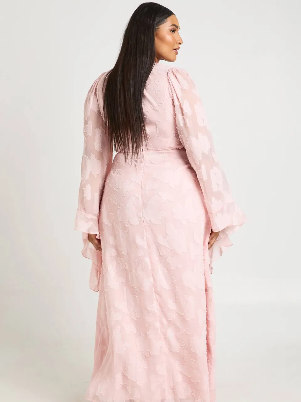 boohoo Dames Plus Getextureerde Maxi Jurk Met Split En Cut-outs stoffig roze, foto 2