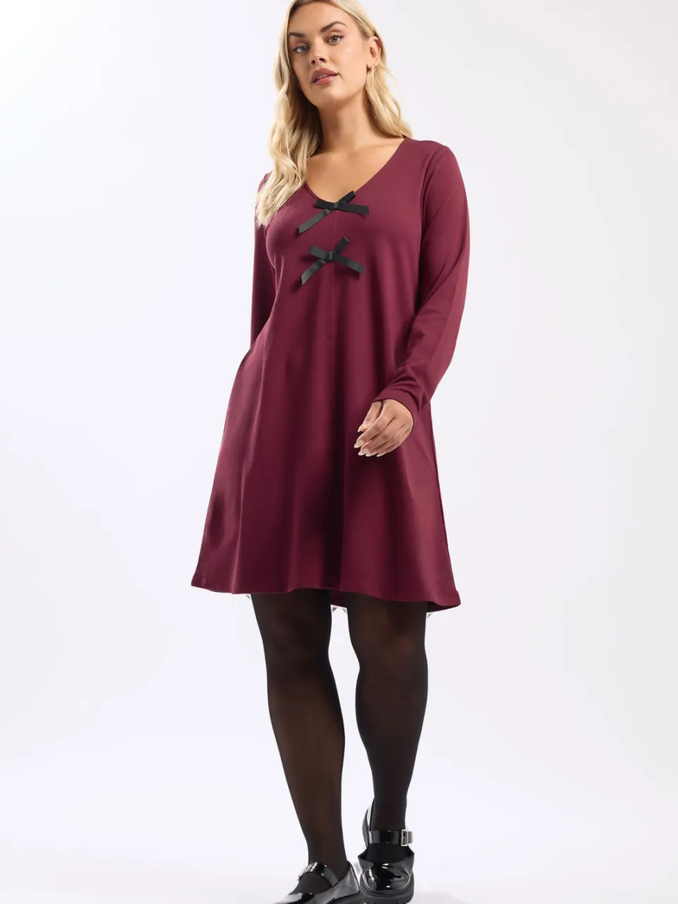 Yours Bourgondischrode Tuniekjurk Met Strikdetail Red