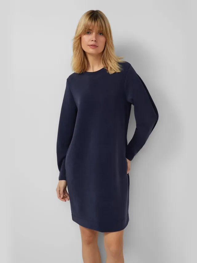 S.Oliver female - Korte scuba-jurk met plooidetail op de mouw navy