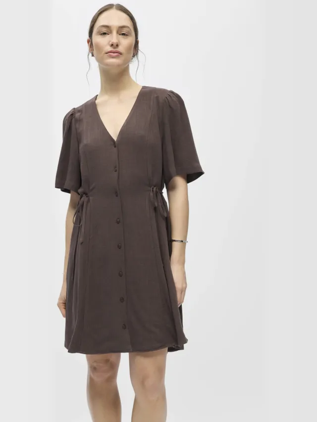 Object mini jurk bruin