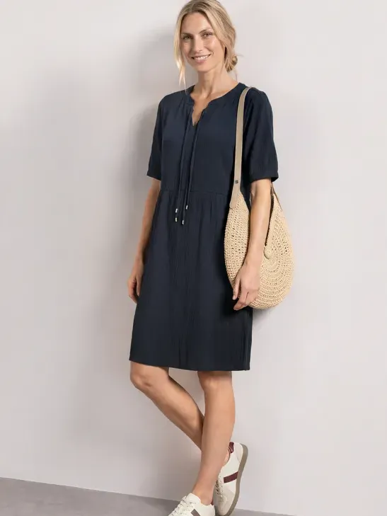Street One Knie-lange jurk met strikdetail Blauw