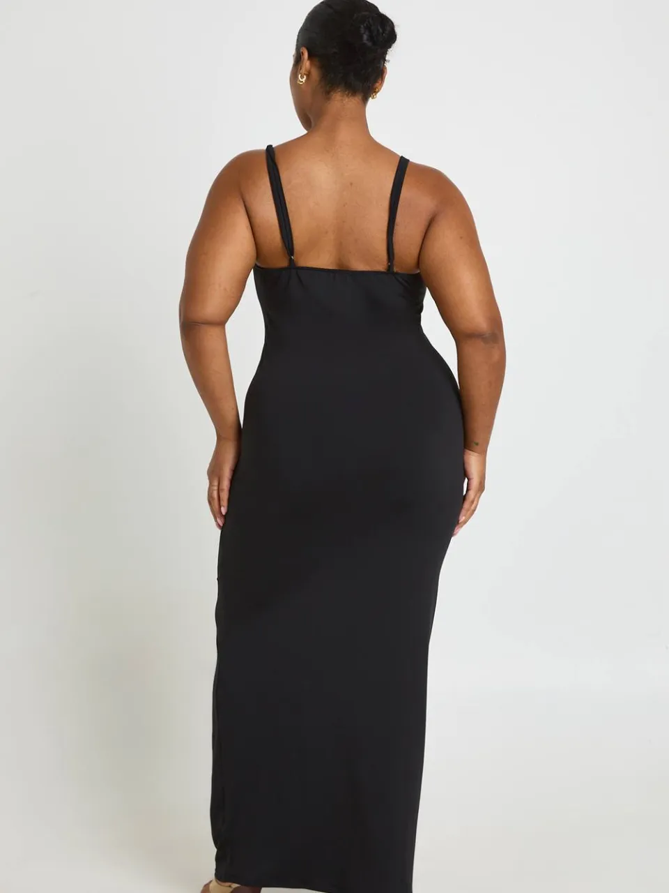 boohoo Dames Plus Basic Maxi Jurk Met Vierkante Hals zwart, foto 2