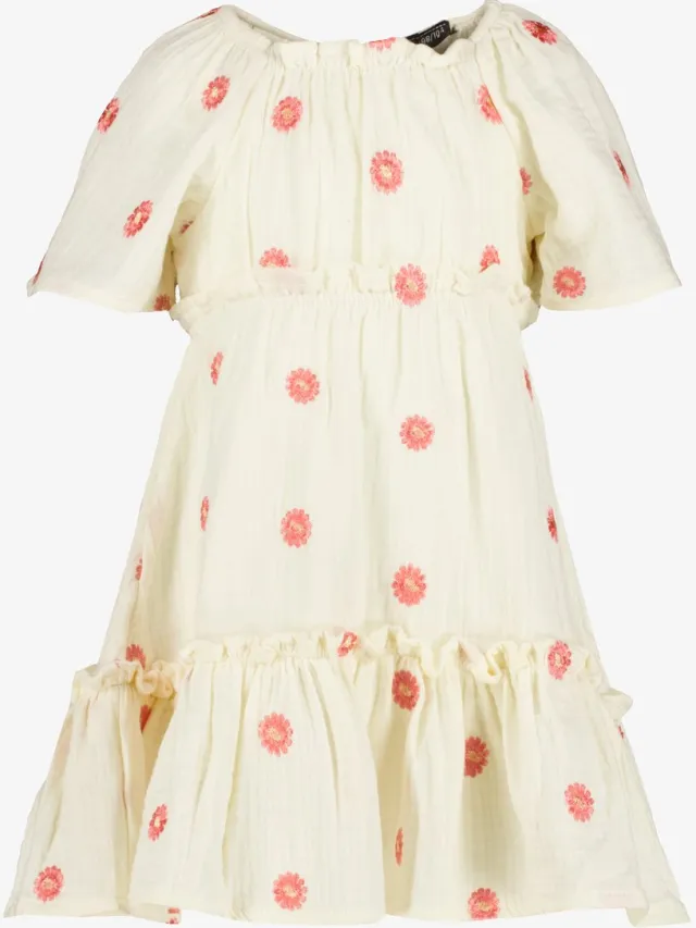 TwoDay meisjes jurk met bloemenprint beige