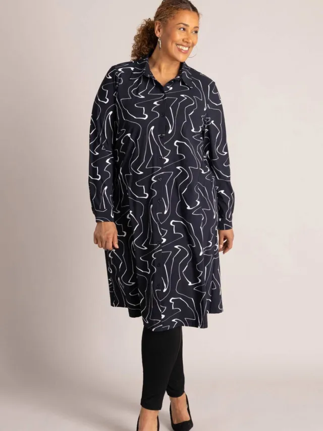Colletta jurk Plus Size met print - zwart Zwart/wit