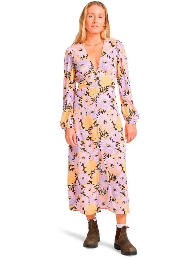 Billabong Cool Night Lange Jurk Met Lange Mouwen Veelkleurig XS Vrouw Multicolor