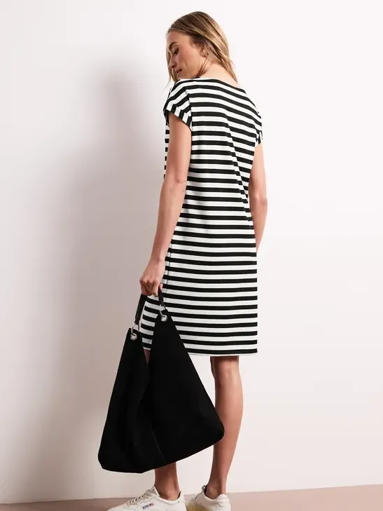 Street One Knielange jersey jurk met strepen zwart, foto 3