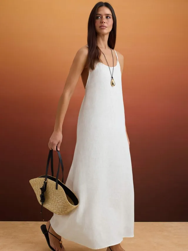 Trendyol TRENDYOLMİLLA Dames Wit Effen Maxi Mouwloos Casual Recht Jurken