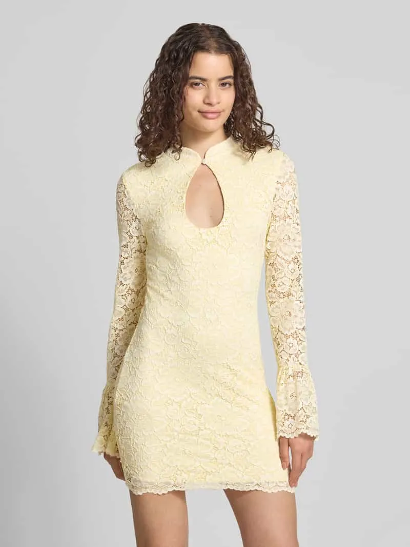 Gina Tricot Slim fit mini-jurk met all-over kant lichtgeel, foto 4
