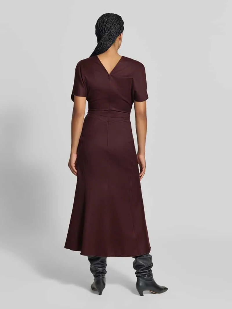 Victoria Beckham Avondjurk van zijde met tailleriem bordeaux, foto 4