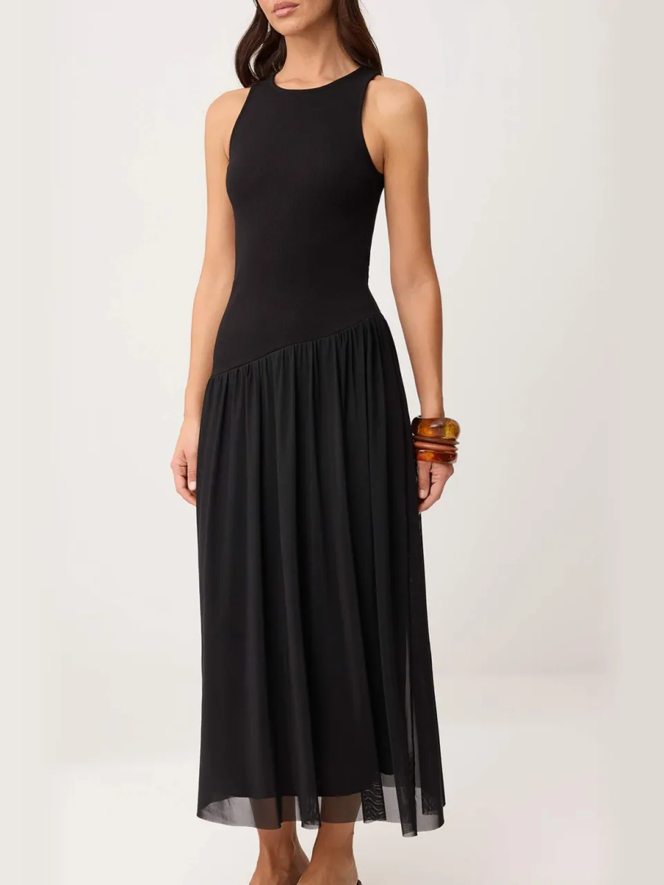 Trendyol TRENDYOLMİLLA Dames Zwart Effen Maxi Mouwloos Casual Skater Jurken, foto 2