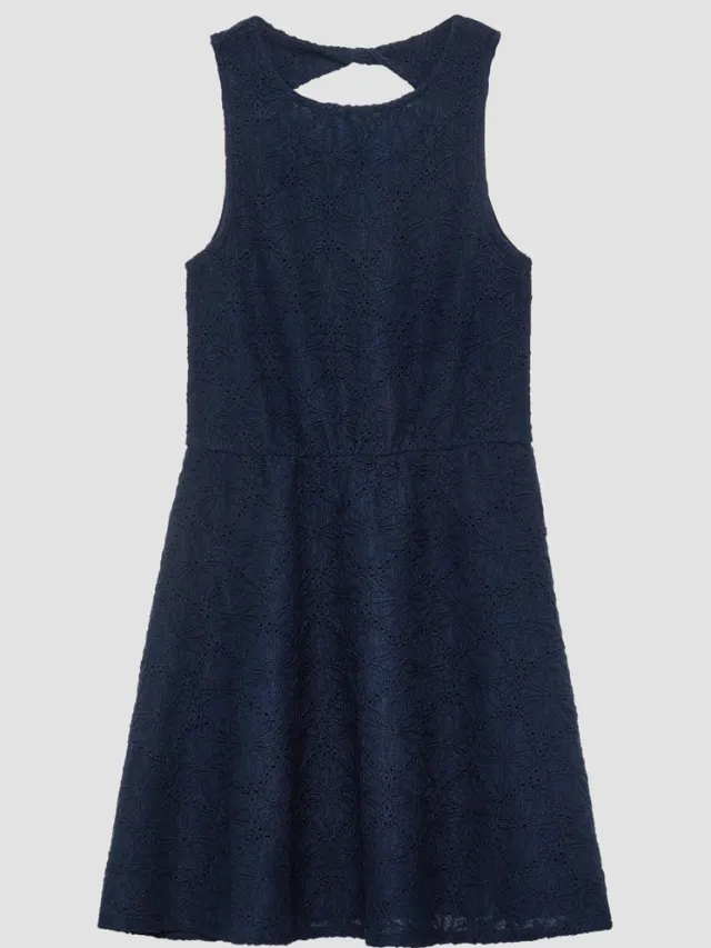 S.Oliver female - Gestructureerde jurk met uitsnijding aan de achterkant navy