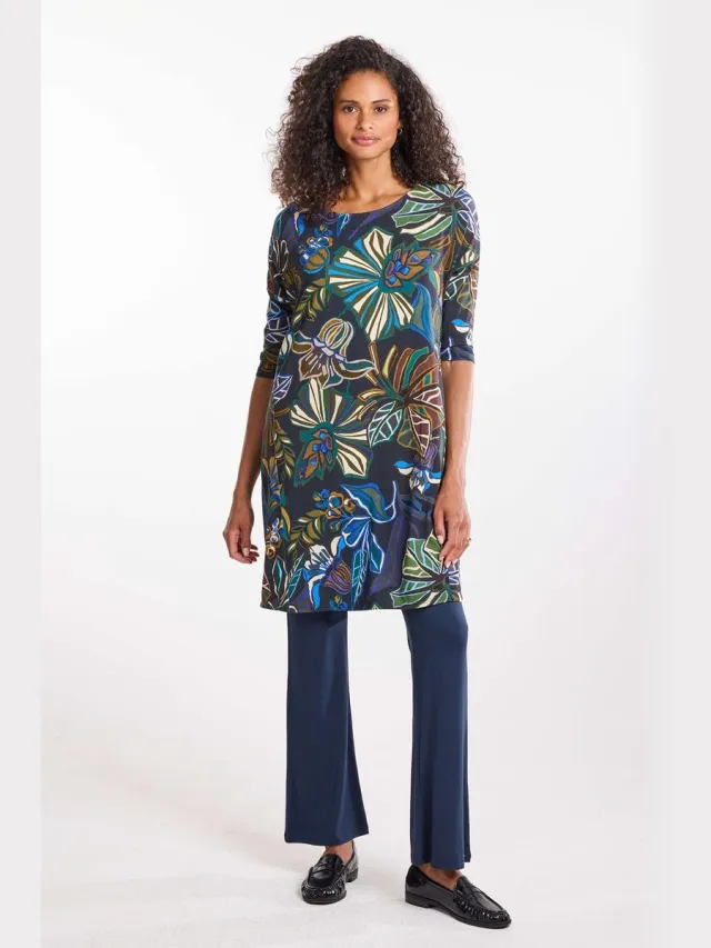 Didi Dames Loose dress Easy Blue Meadow print Blauw