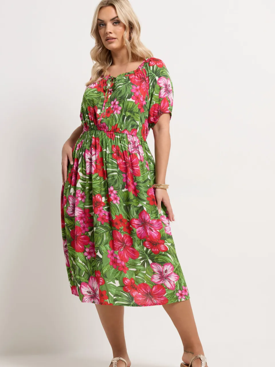 Yours Groene Maxijurk Met Bloemenprint, foto 2