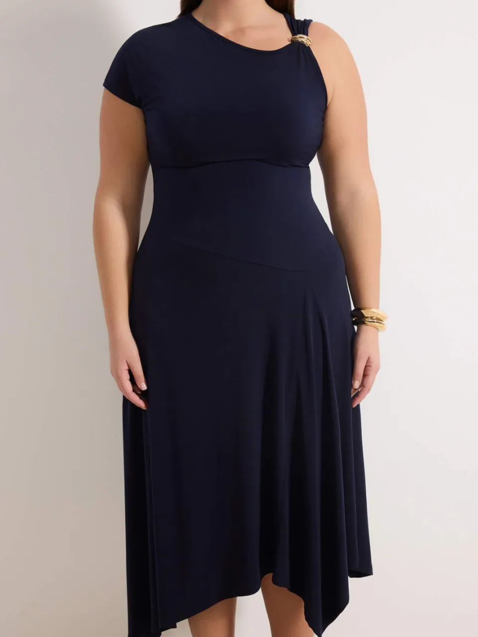 Trendyol Curve Dames Donkerblauw Effen Maxi Mouwloos Avond / Dagelijks A-lijn Grote maten Jurk marineblauw/blauw, foto 2