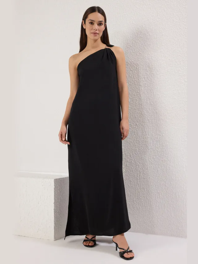 Trendyol TRENDYOLMİLLA Dames Zwart Effen Maxi Mouwloos Casual A-lijn Jurken