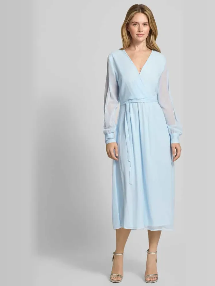 Vila Midijurk met ceintuur model 'FALIA' Lichtblauw