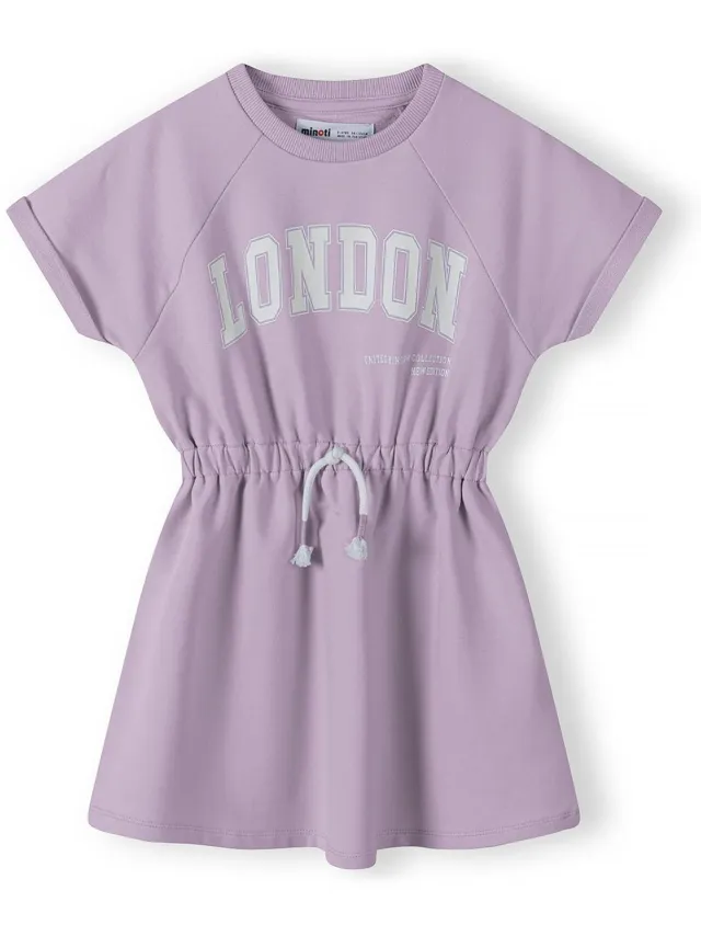 Minoti sweatjurk meisjes oversized met applicatie en elastische taille - lila