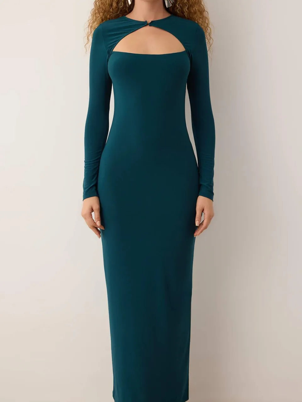 Trendyol TRENDYOLMİLLA Dames Groen Effen Maxi Lang Stijlvol/Avond Bodycon Jurken, foto 2