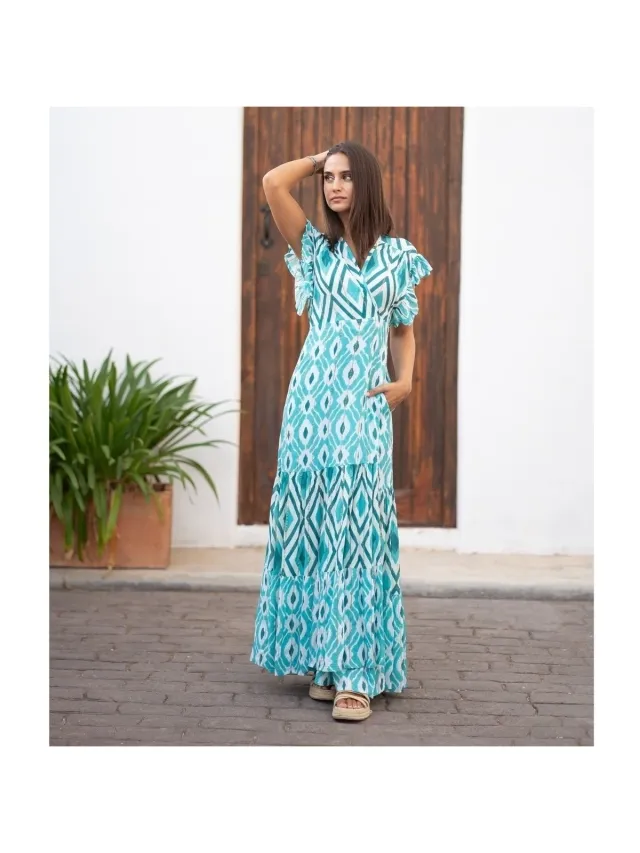 Isla Bonita By Sigris Lange Jurk Isla Bonita By Sigris Lange Midi-Jurk Blauw