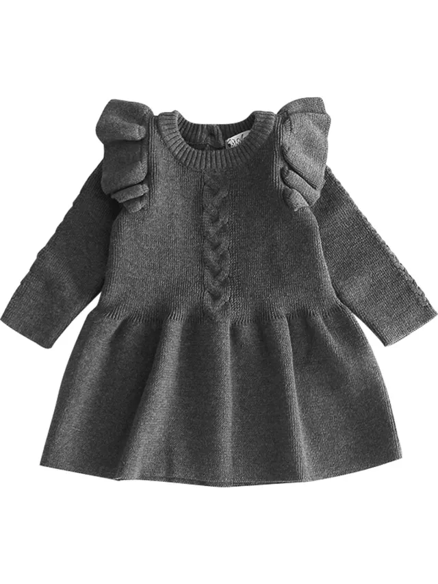 Baby Garden gebreide baby jurk - grijs
