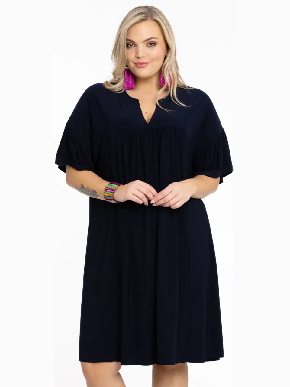 Yoek Jurk geplooid | Blauw