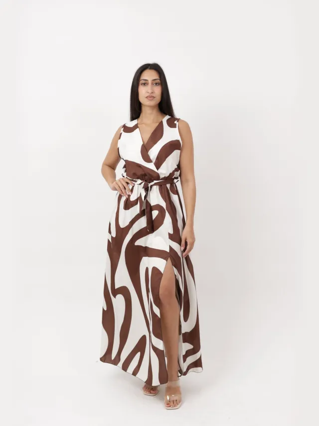 Elara Maxikleid Dunkelbraun