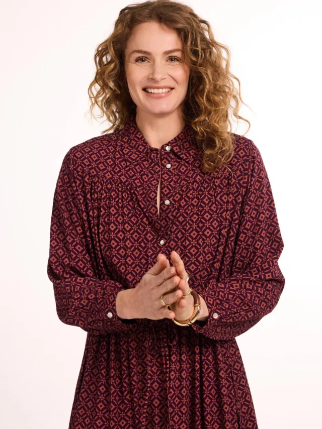 Didi blousejurk met print - donkerrood