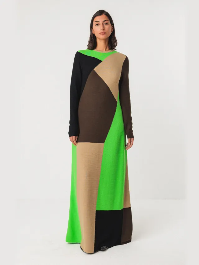 Skfk dames vegan Gebreide Jurk Bedia Veelkleurig Beige
