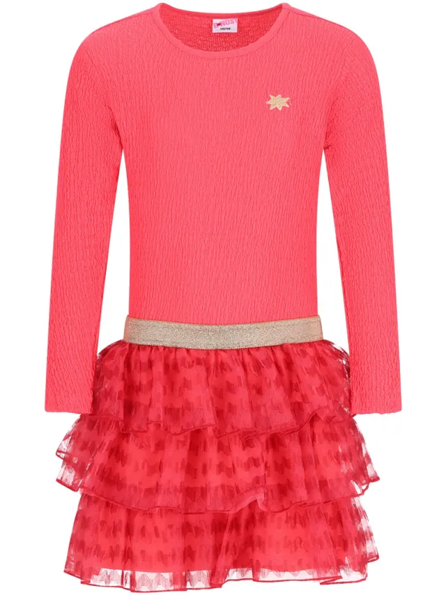 B.Nosy Y609-5818 Jurk meisjes rood-164 Geranium